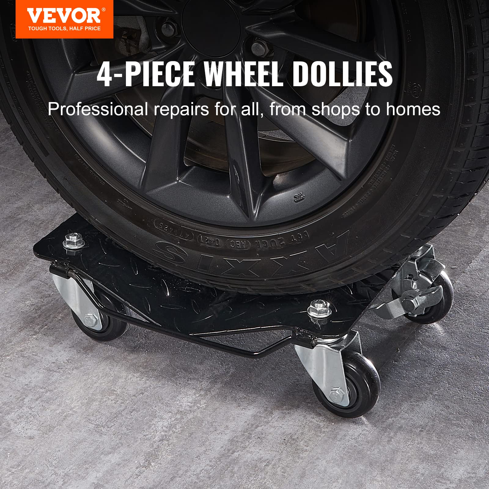 Vevor Wheel Dolly, 6000 Lbs/2722 Kg Car Moving Dolly, Wheel Dolly Car Tire Stake Set Of 4 Piece, Heavy-Duty Car Tire Dolly Cart